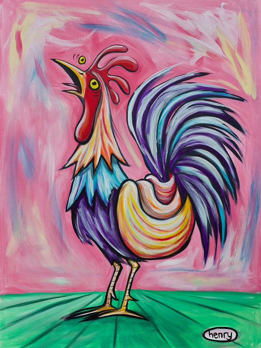 Rooster - Framed Canvas Print