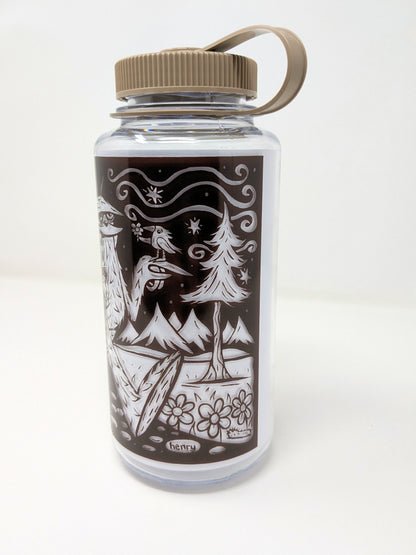 Sasquatch Hiking with Bird - Nalgene Bottle