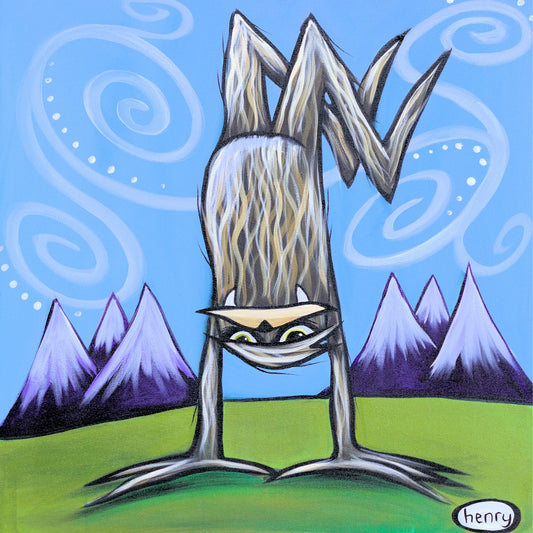 Sasquatch Handstand - Framed Canvas Print