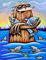 Sasquatch Salmon Snuggle - Poster