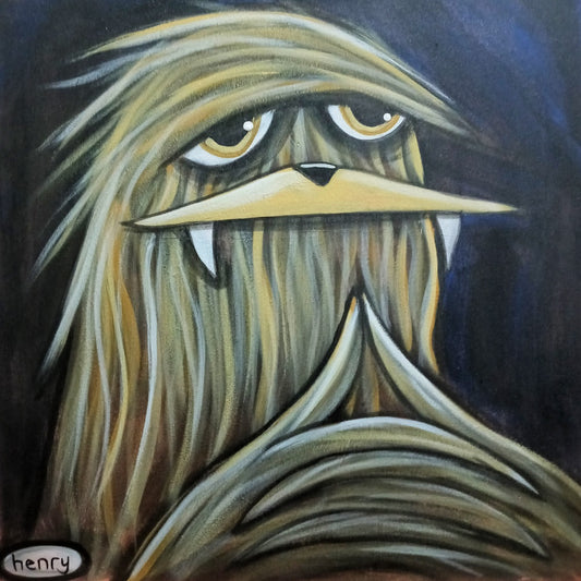 Sasquatch the Thinker - Framed Canvas Print