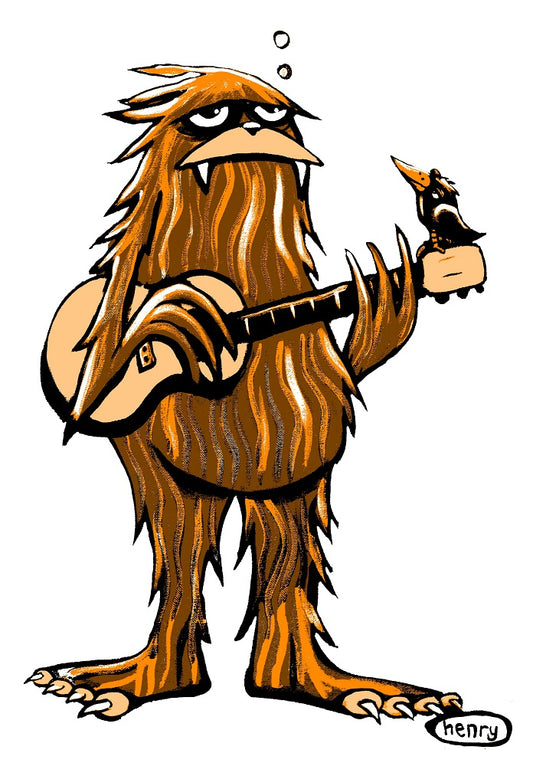 Sasquatch with Guitar - Framed Canvas Print