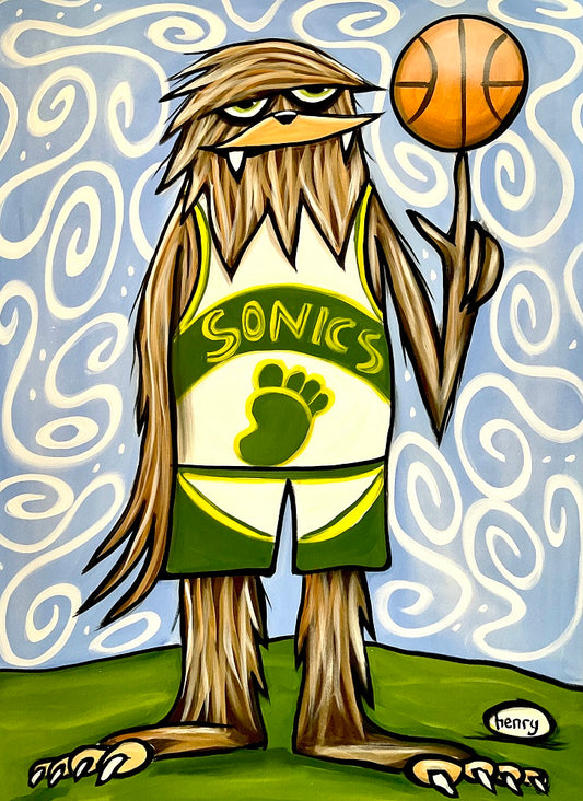 Sonic Sasquatch Canvas Giclee Print Featuring Original Art by Seattle Mural Artist Ryan Henry Ward