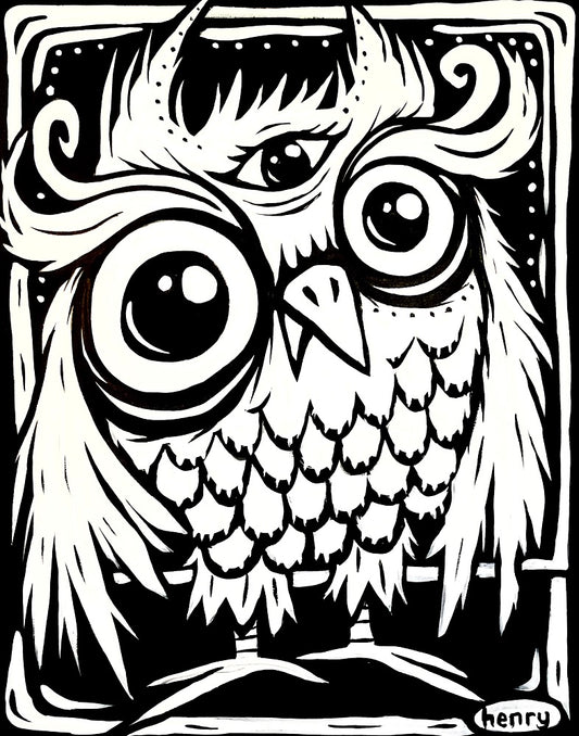 Third Eye Owl Canvas Giclee Print Featuring Original Art by Seattle Mural Artist Ryan Henry Ward