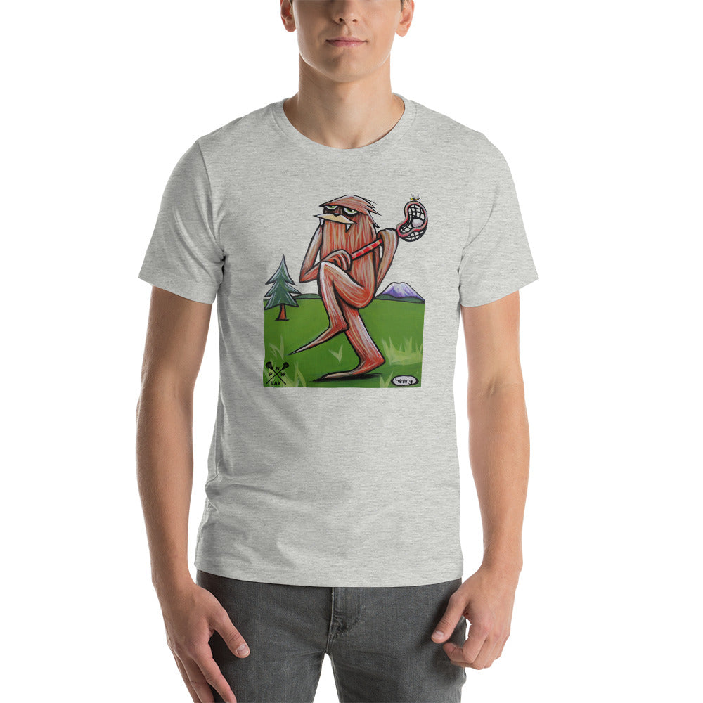 Sasquatch Lacrosse| Unisex T-Shirt Featuring the art of Ryan "Henry" Ward