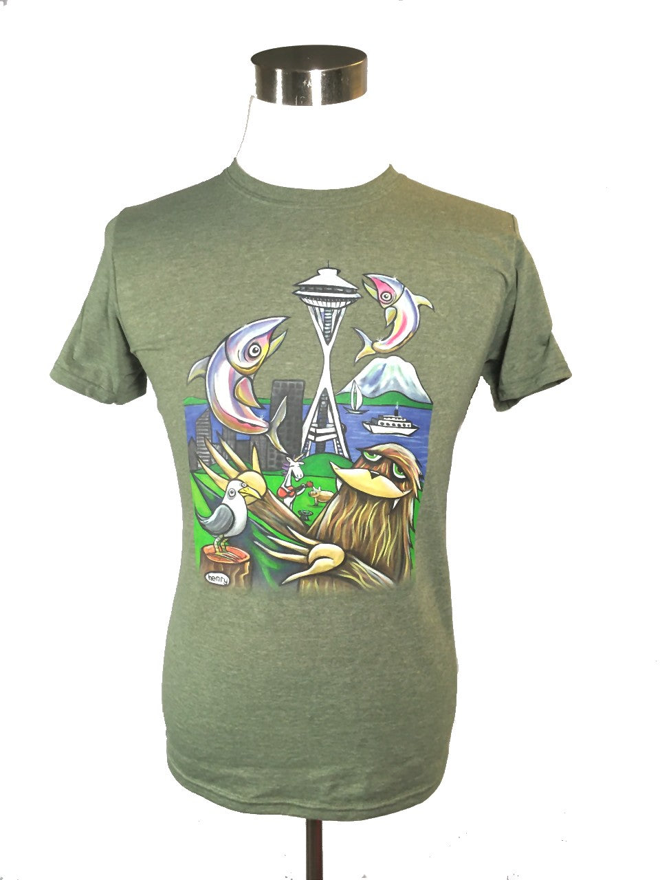 Space Needle Seattle Unisex T-Shirt | Wearable Art by Seattle Mural Artist Ryan "Henry" Ward