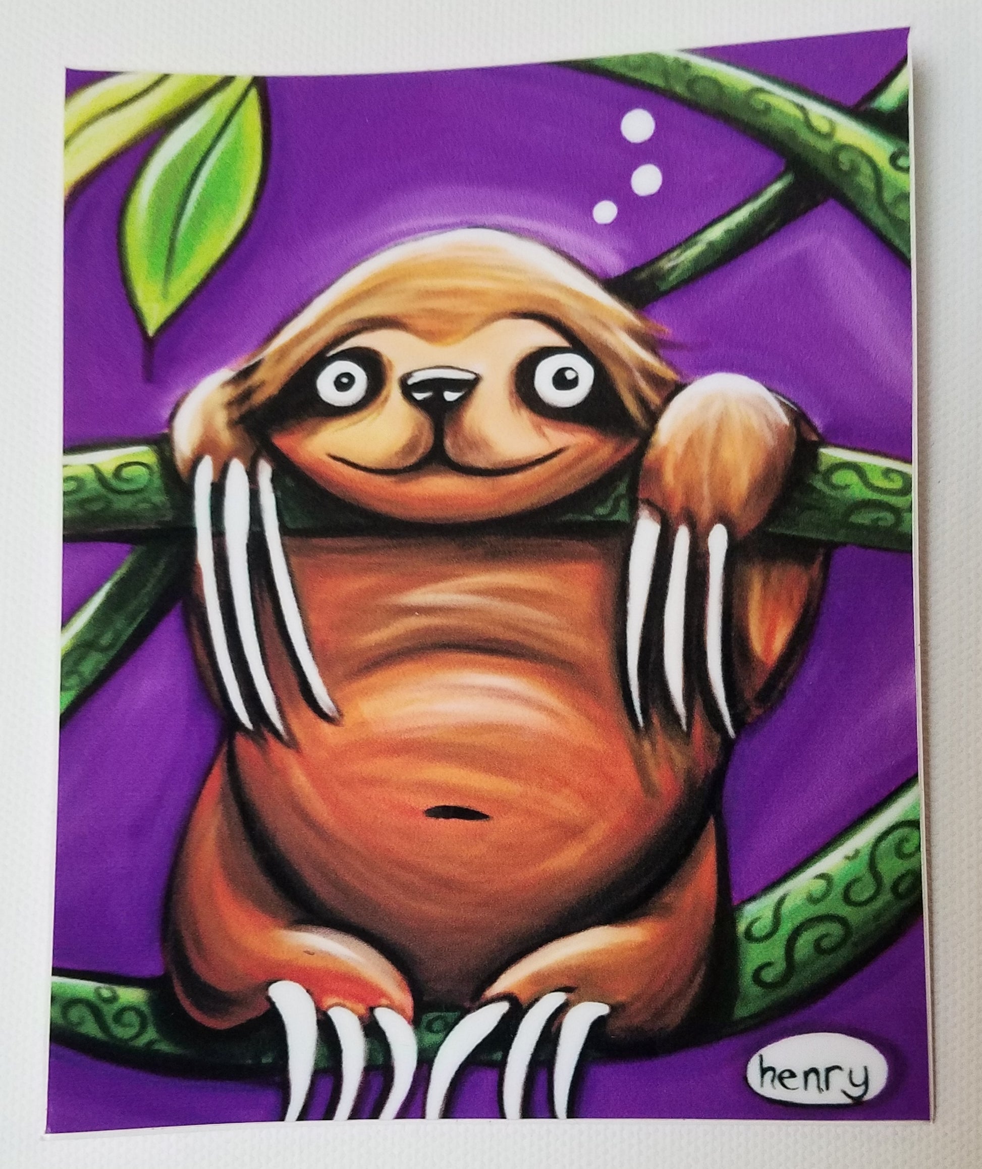 Happy Sloth Hanging out in the Jungle Sticker - Art of Henry
