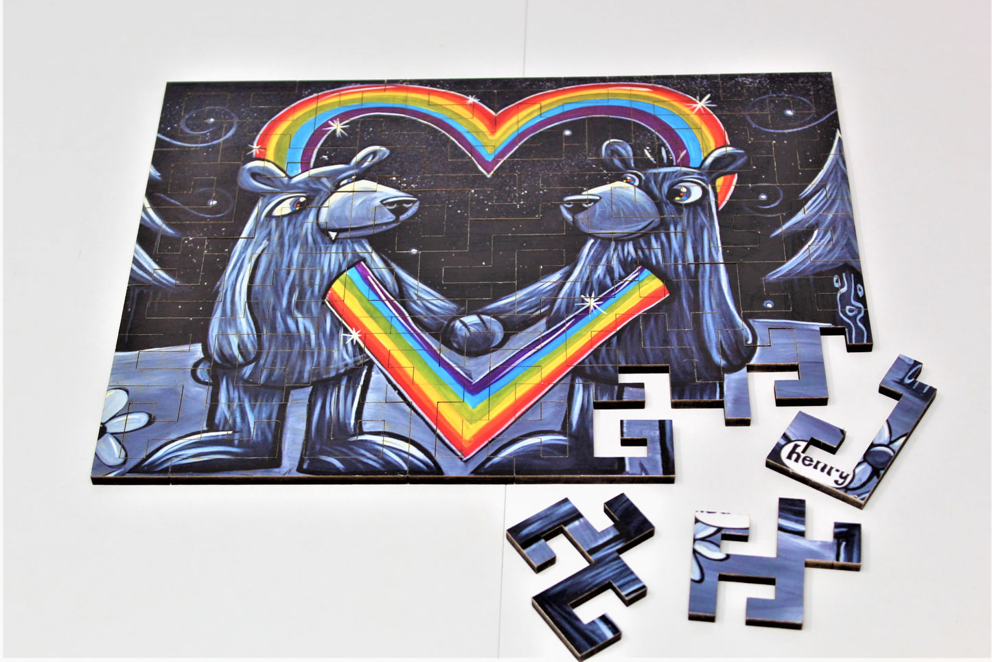 Bear Love 50 Piece Geometric Puzzle Featuring the Art of Henry