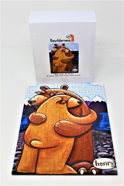 Bear Hug 50 Piece Geometric Puzzle Featuring the Art of Henry