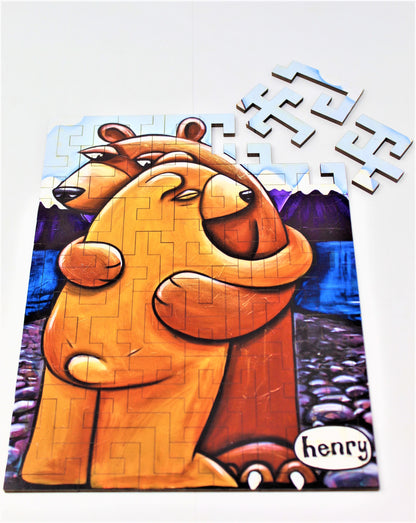 Bear Hug 50 Piece Geometric Puzzle Featuring the Art of Henry