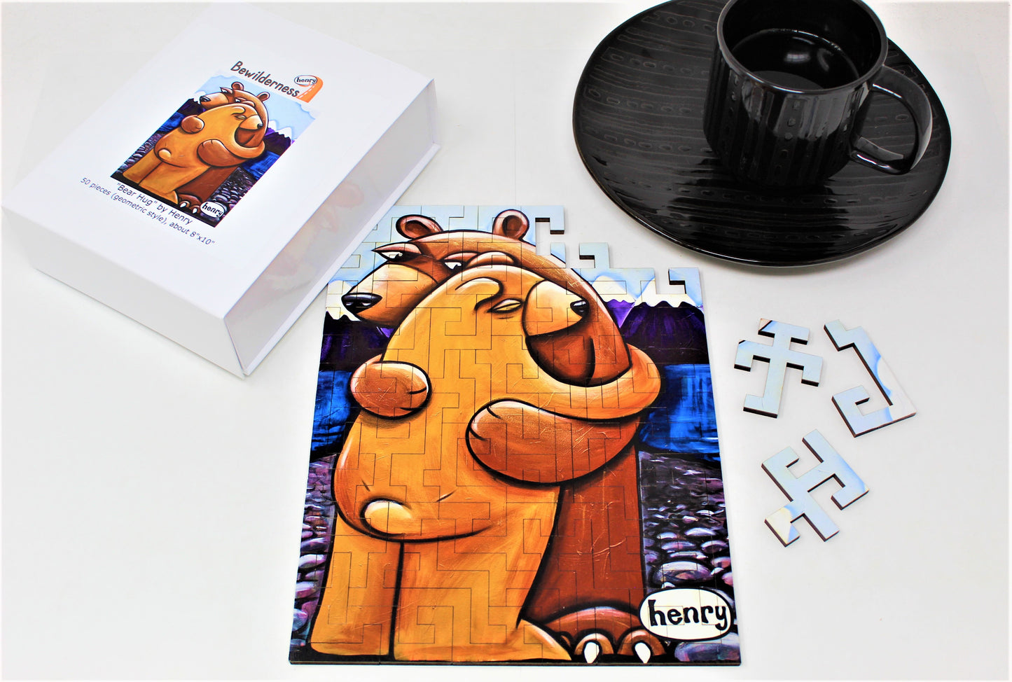 Bear Hug 50 Piece Geometric Puzzle Featuring the Art of Henry