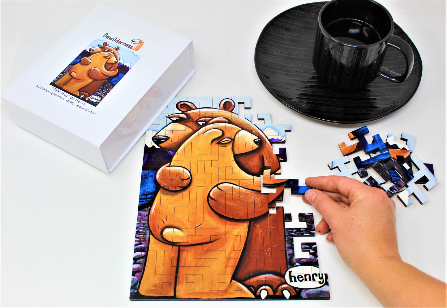 Bear Hug 50 Piece Geometric Puzzle Featuring the Art of Henry