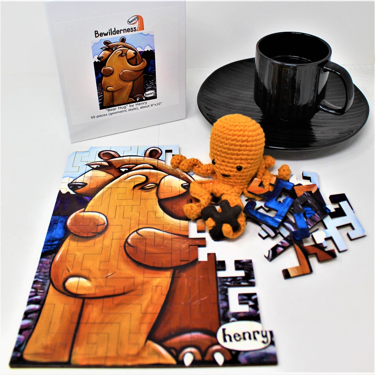 Bear Hug 50 Piece Geometric Puzzle Featuring the Art of Henry