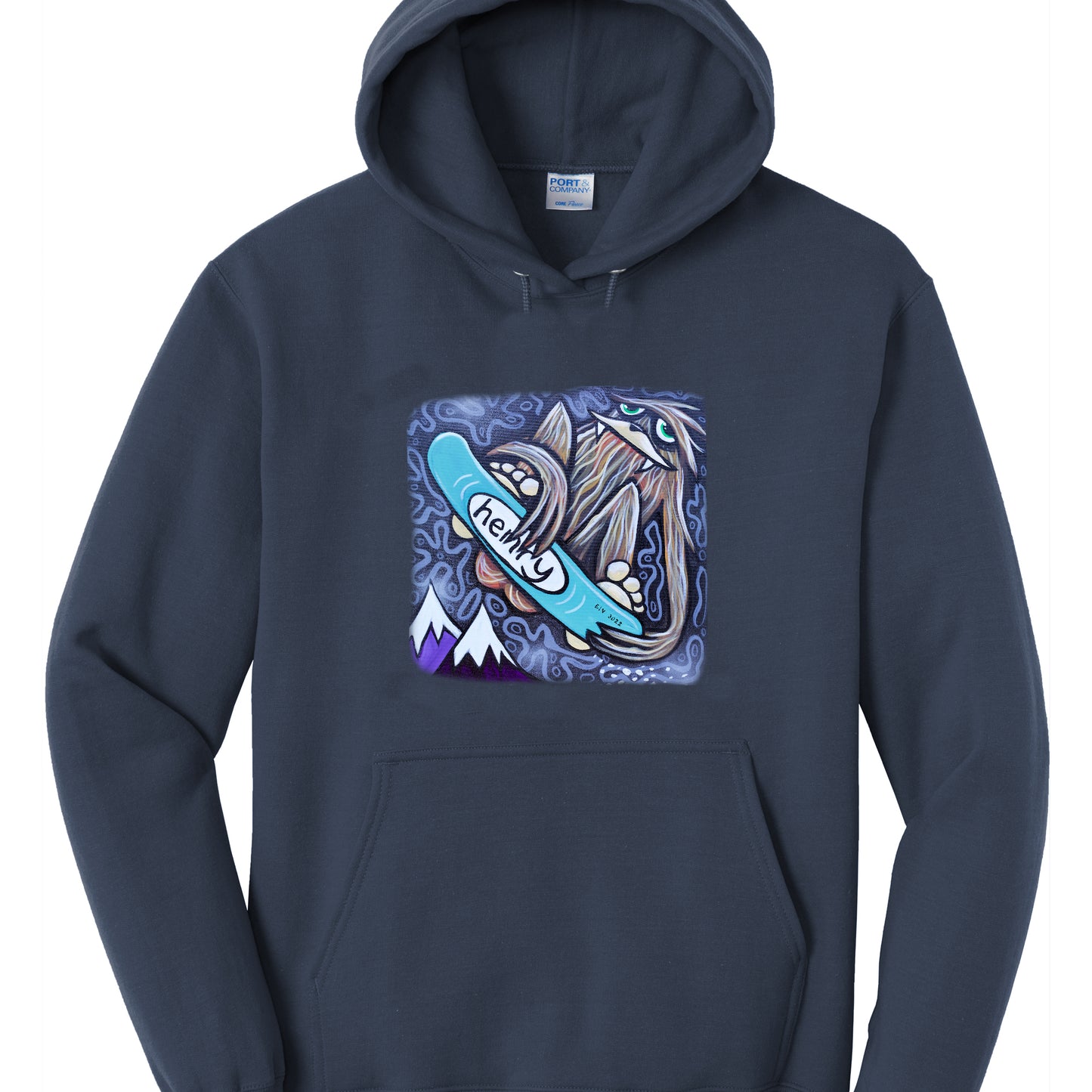 Sasquatch Snowboarder Hoodie | Wearable Art by Seattle Mural Artist Ryan "Henry" Ward