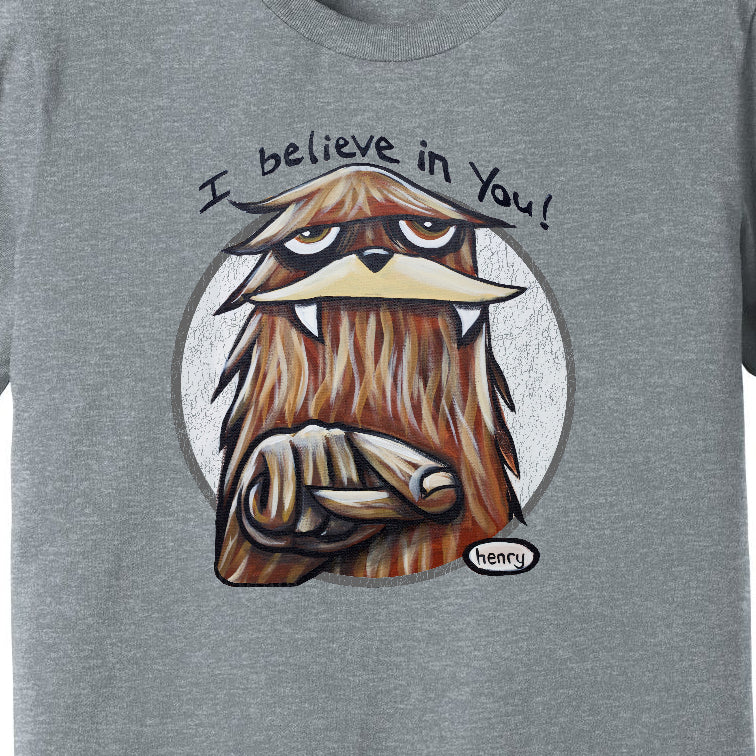 Sasquatch I Believe in You Unisex T-Shirt | Wearable Art by Seattle Mural Artist Ryan "Henry" Ward