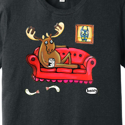 Moose on the Couch Unisex T-Shirt | Wearable Art by Seattle Mural Artist Ryan "Henry" Ward