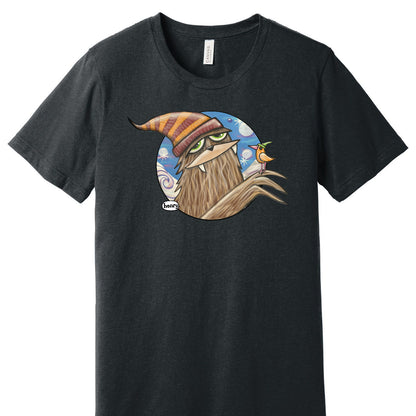Sasquatch in Hat with Bird Youth T-Shirt | Wearable Art by Seattle Mural Artist Ryan "Henry" Ward