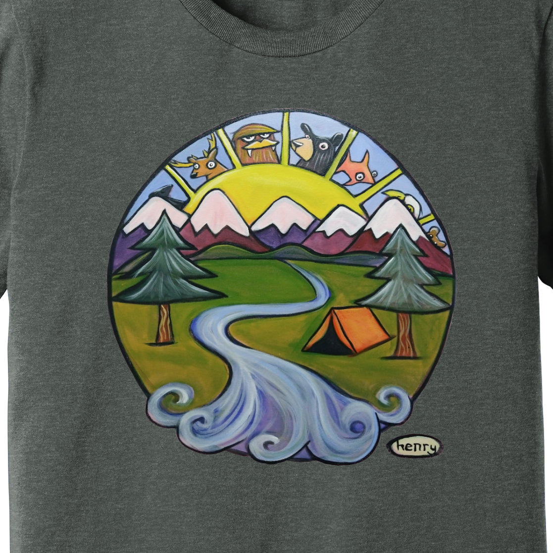 Tenting Unisex T-Shirt | Wearable Art by Seattle Mural Artist Ryan "Henry" Ward