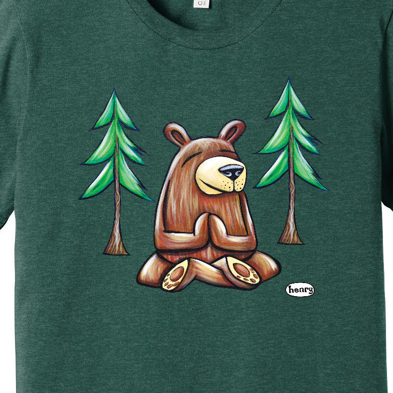 "Now" Bear | Unisex Heathered Green T-Shirt