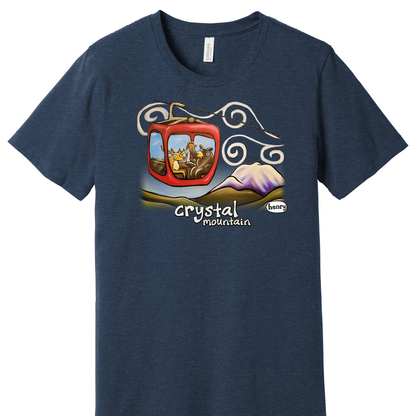 Gondola Fun at Crystal Mountain Unisex T-Shirt | Wearable Art by Seattle Mural Artist Ryan "Henry" Ward