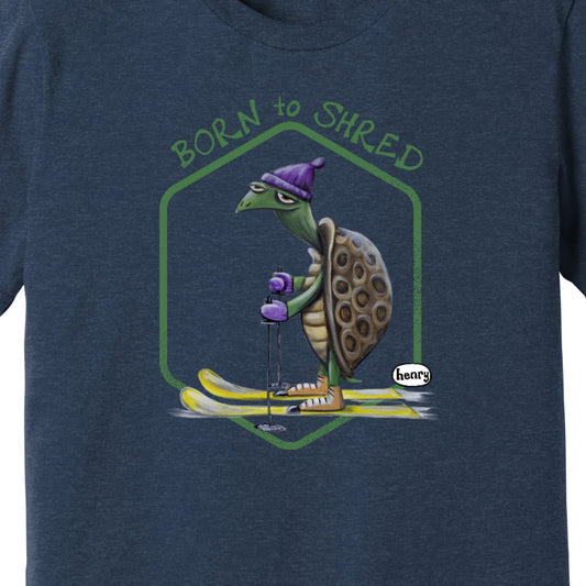 Turtle Skiing - "Born to Shred" Unisex Navy Sweatshirt | Wearable Art by Seattle Mural Artist Ryan "Henry" Ward