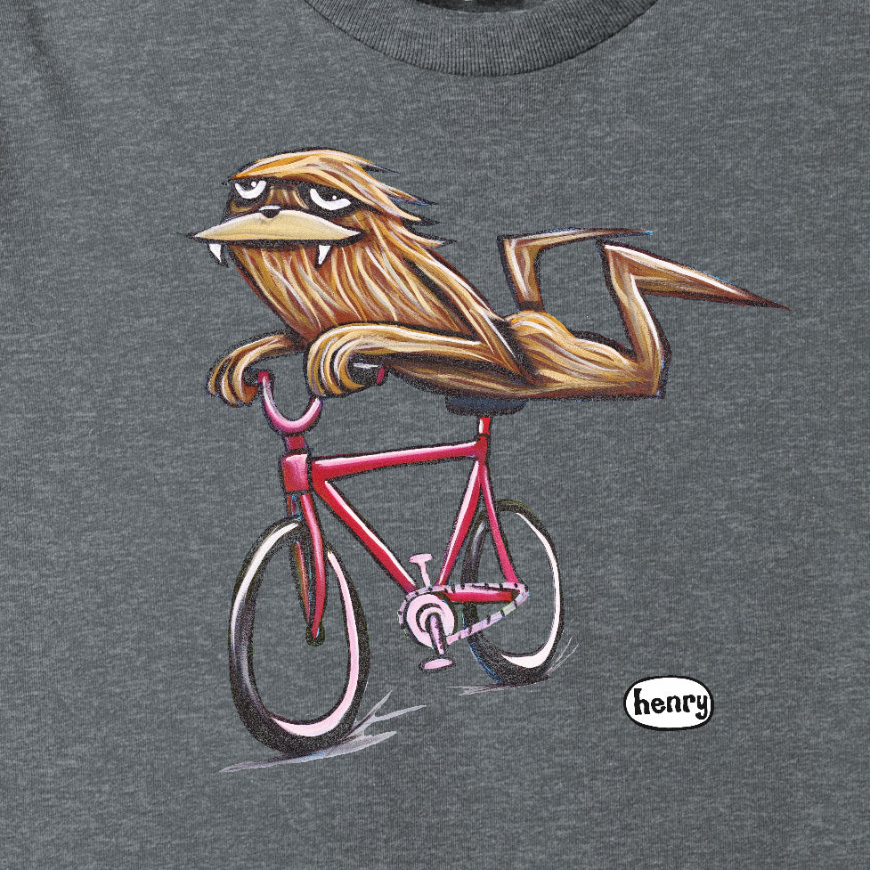 Sasquatch Riding Bike Youth T-Shirt | Wearable Art by Seattle Mural Artist Ryan "Henry" Ward