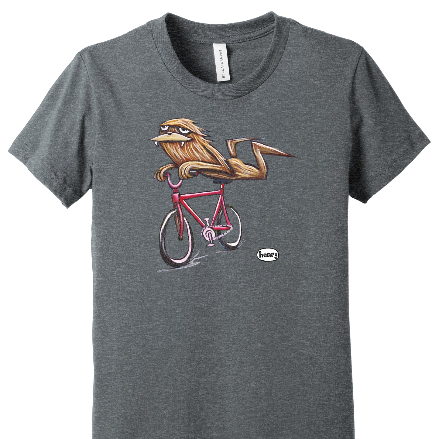 Sasquatch Riding Bike Youth T-Shirt | Wearable Art by Seattle Mural Artist Ryan "Henry" Ward