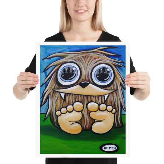 Baby Sasquatch Giclee Art Print Poster from Seattle Mural Artist Henry