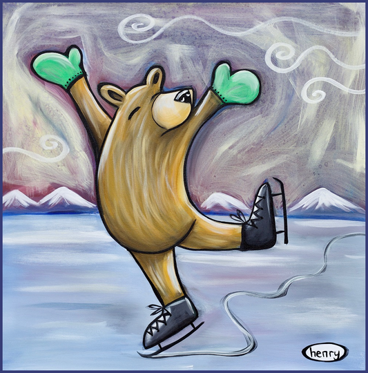 Bear Skating Sticker | Original Art by Seattle Mural Artist Ryan "Henry" Ward