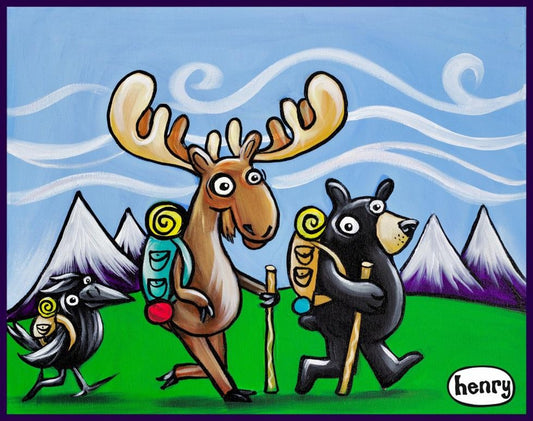 Bear, Moose and Raven Hiking Sticker - Art of Henry
