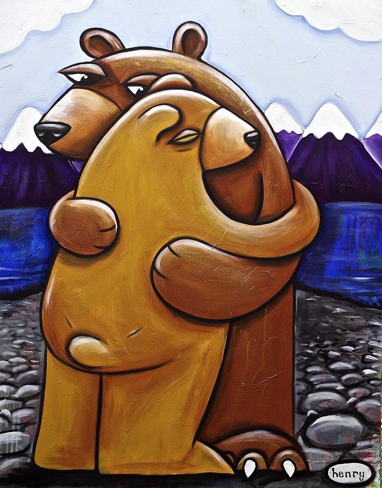 Bears Hugging Canvas Print - Art of Henry