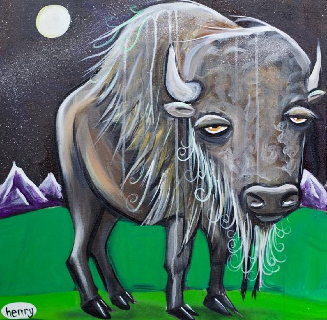 Big Buffalo Canvas Giclee Print Featuring Original Art by Seattle Mural Artist Ryan Henry Ward