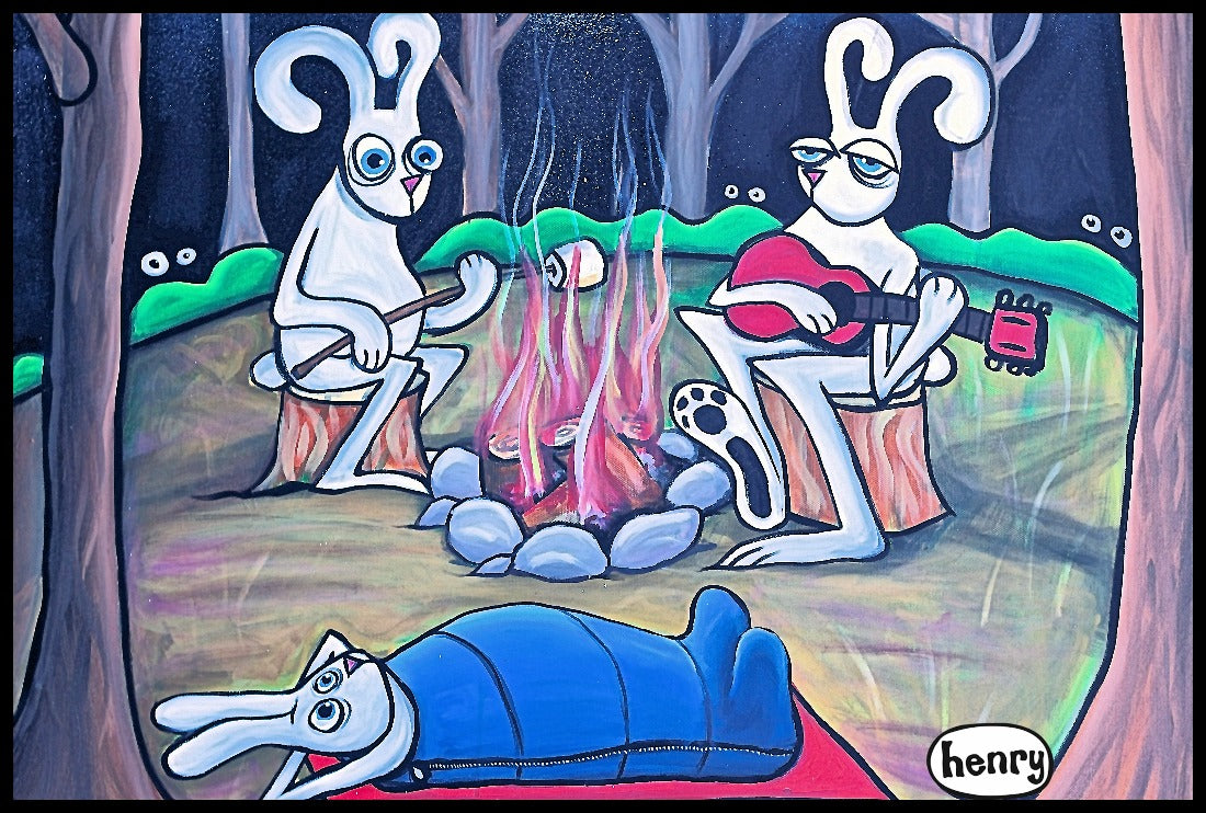 Bunnies Camping Out Sticker - Art of Henry