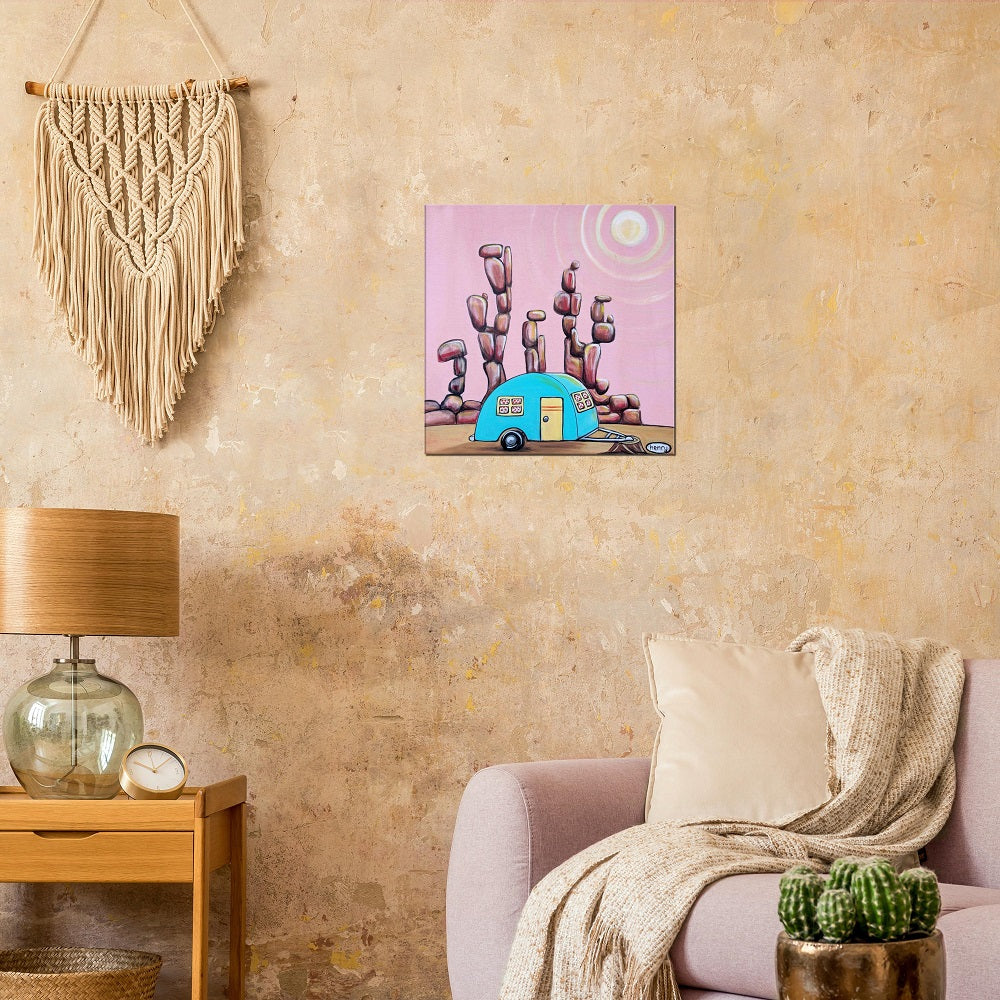 Camper in the Desert Canvas Giclee Print Featuring Original Art by Seattle Mural Artist Ryan Henry Ward