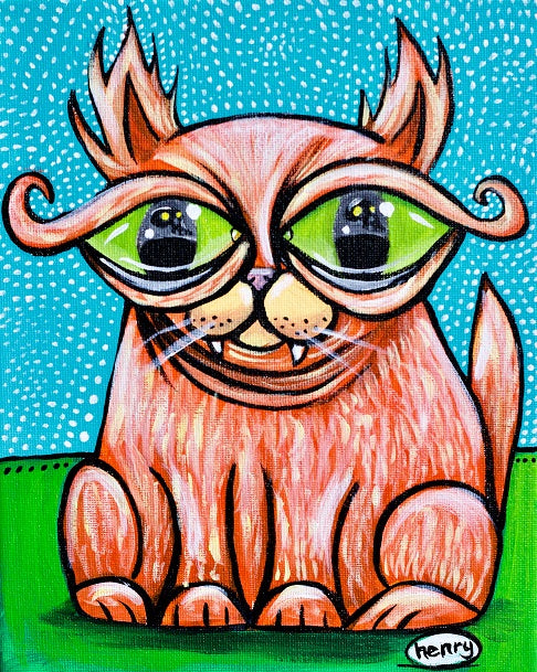 Cat Eyes Canvas Giclee Print Featuring Original Art by Seattle Mural Artist Ryan Henry Ward