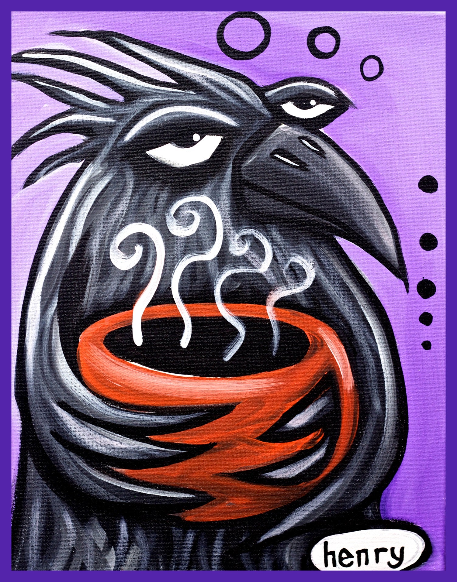 Crow With a Cup of Joe Sticker - Art of Henry