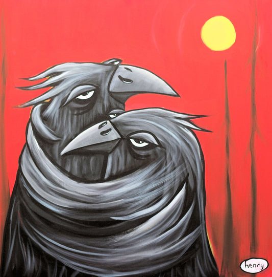 Ravens Hugging - Canvas Print