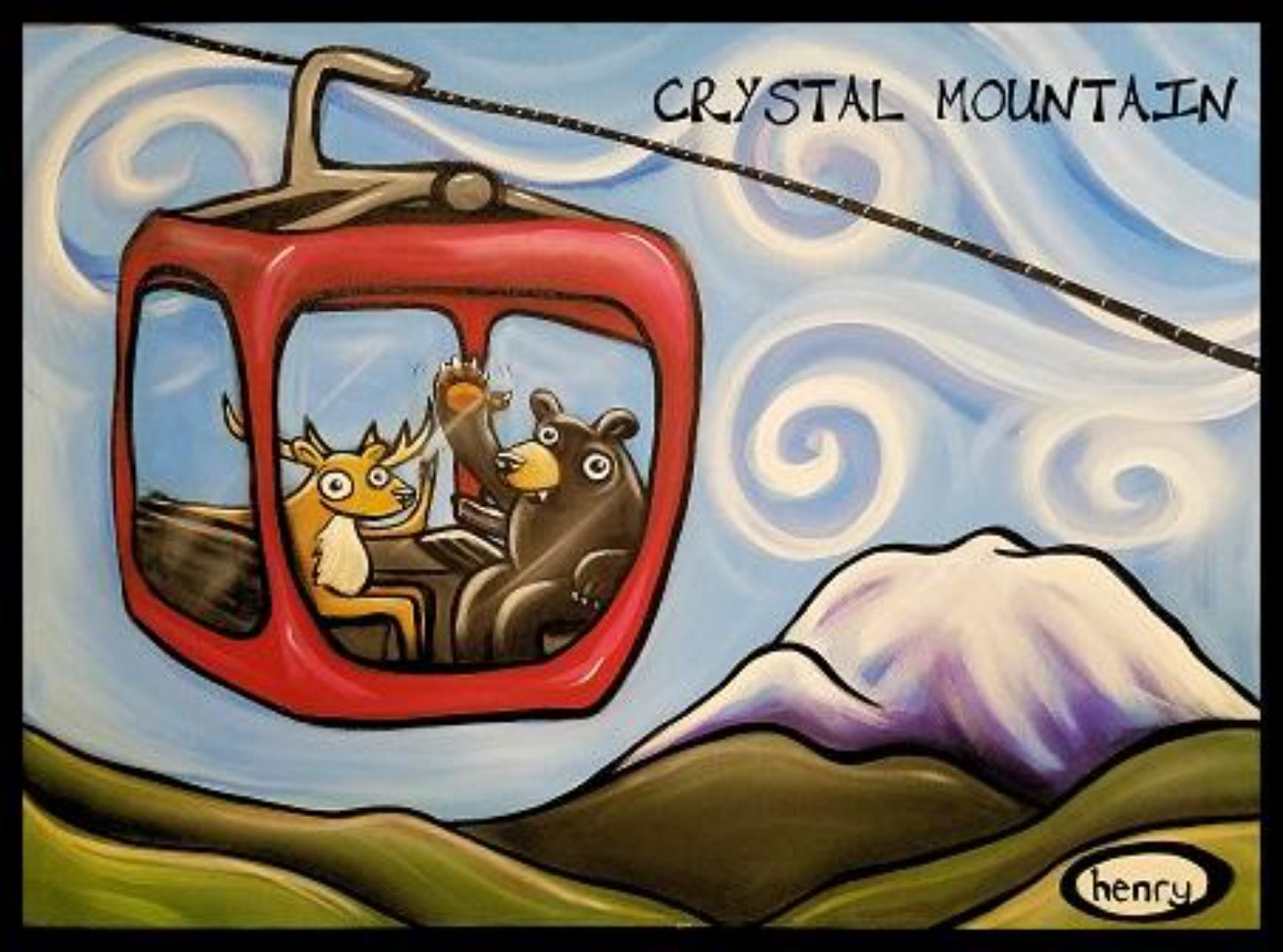 Gondola Fun Crystal Mountain Sticker - Art of Henry