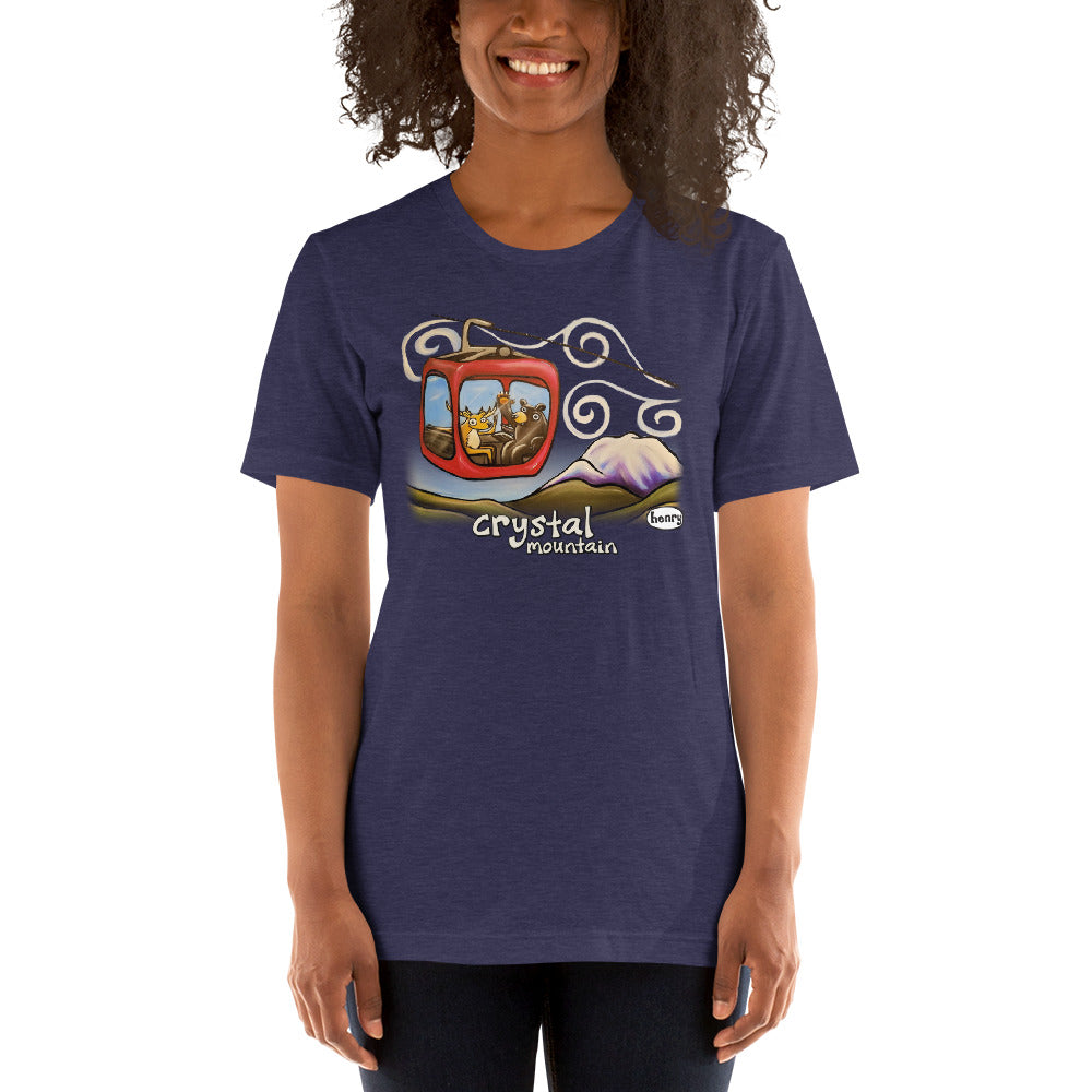 Glacier blue T-shirt with mountain and gondola motifs, Boy