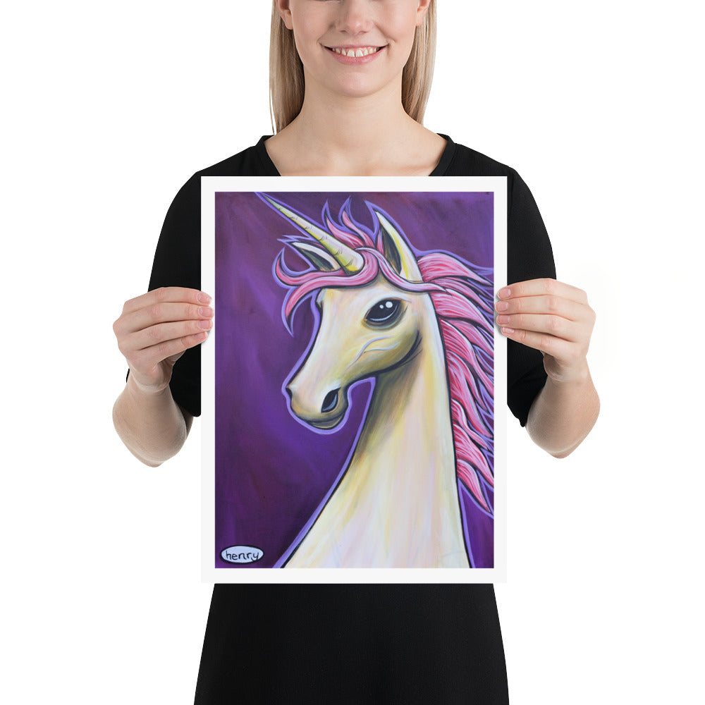 Fancy Unicorn Giclee Print Art Poster for wall decor features Original Painting by Seattle Mural Artist Henry