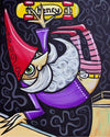 Gnome Skateboarding Canvas Giclee Print Featuring Original Art by Seattle Mural Artist Ryan Henry Ward