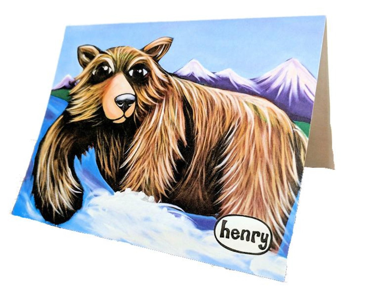 Grizzly Fishing Note Card - Art of Henry