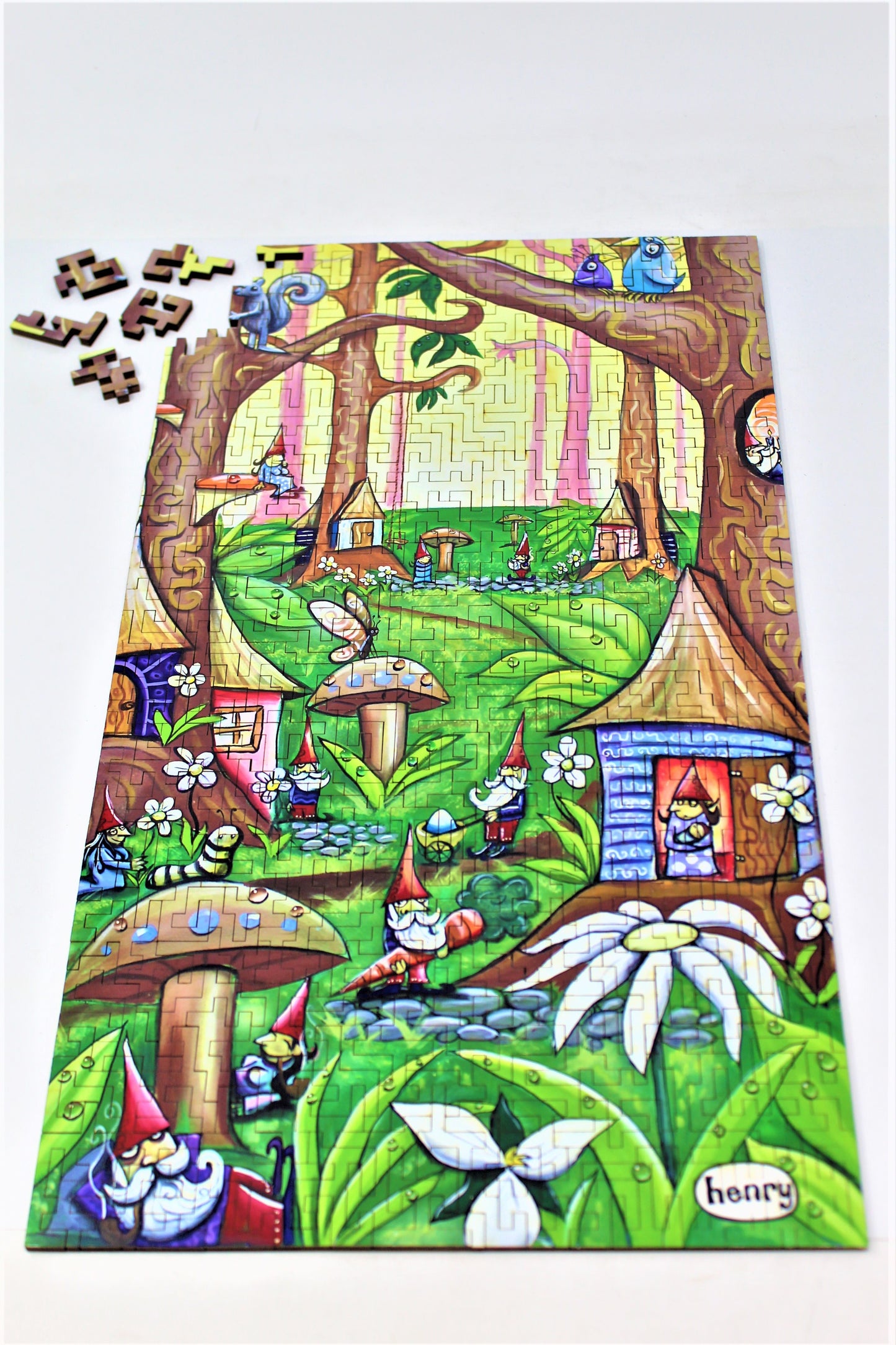 Gnome Village 326 Piece Geometric Puzzle Featuring the Art of Henry