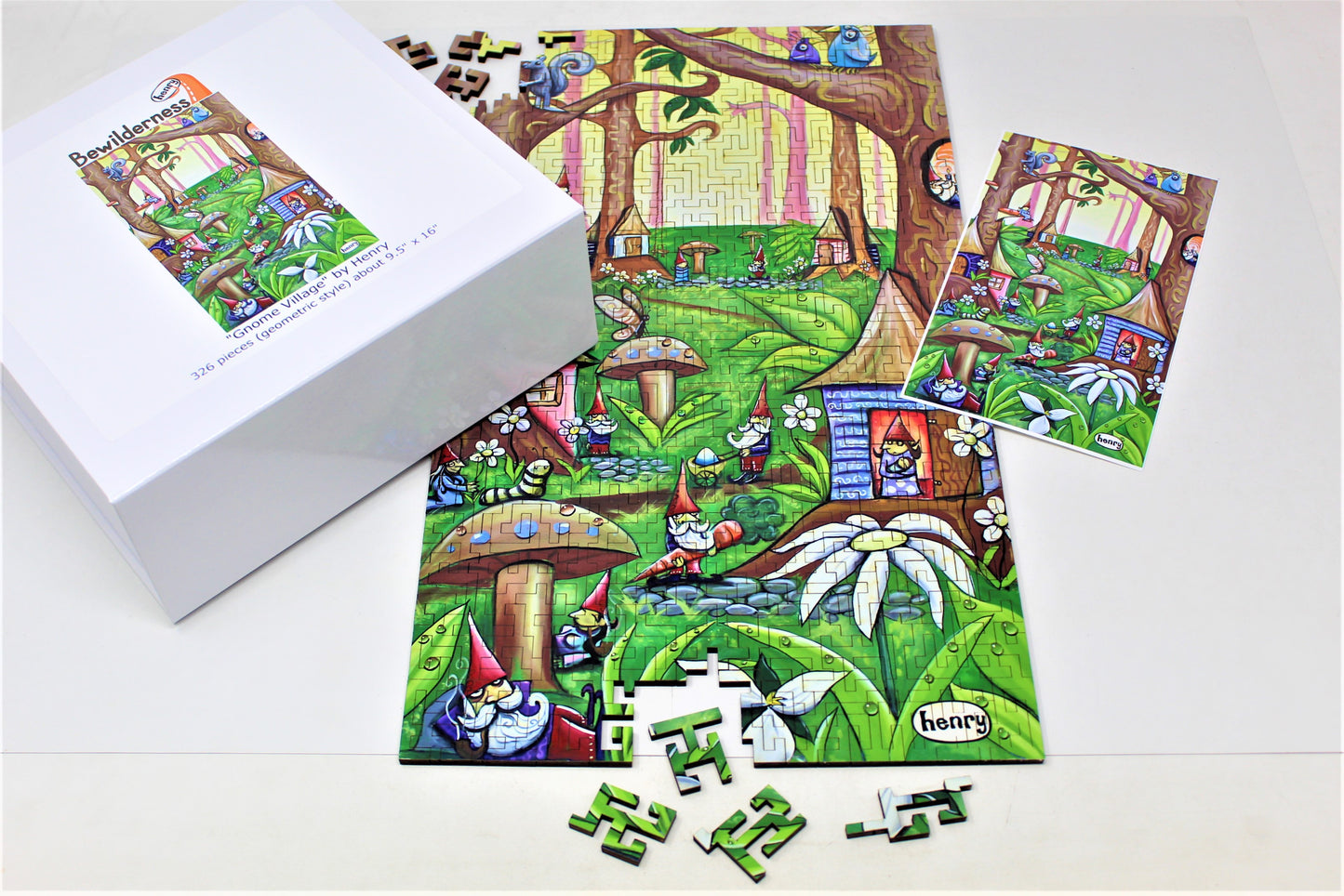 Gnome Village 326 Piece Geometric Puzzle Featuring the Art of Henry