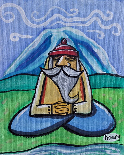 Mountain Man Meditation Canvas Giclee Print Featuring Original Art by Seattle Mural Artist Ryan Henry Ward