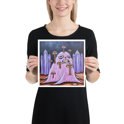 Mushroom Monster Giclee Print Art Poster for Wall Decor features Original Painting by Seattle Mural Artist Henry