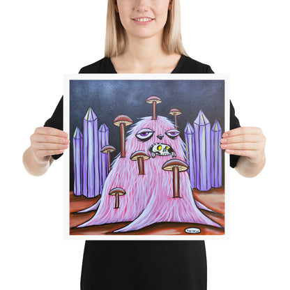 Mushroom Monster Giclee Print Art Poster for Wall Decor features Original Painting by Seattle Mural Artist Henry
