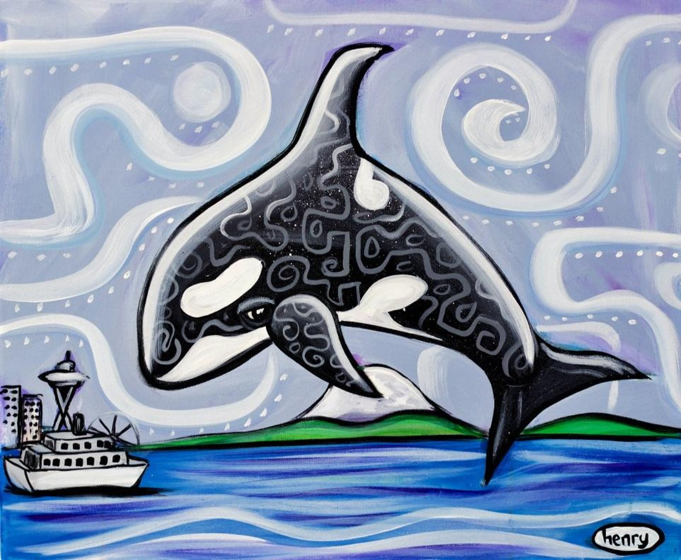 Orca Seattle Canvas Print - Art of Henry