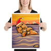 Otter Christmas Giclée Print Art Poster for wall décor features Original Painting by Seattle Mural Artist Henry