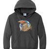 Sasquatch in Stocking Hat with Bird Youth Hoodie | Wearable Art by Seattle Mural Artist Ryan 